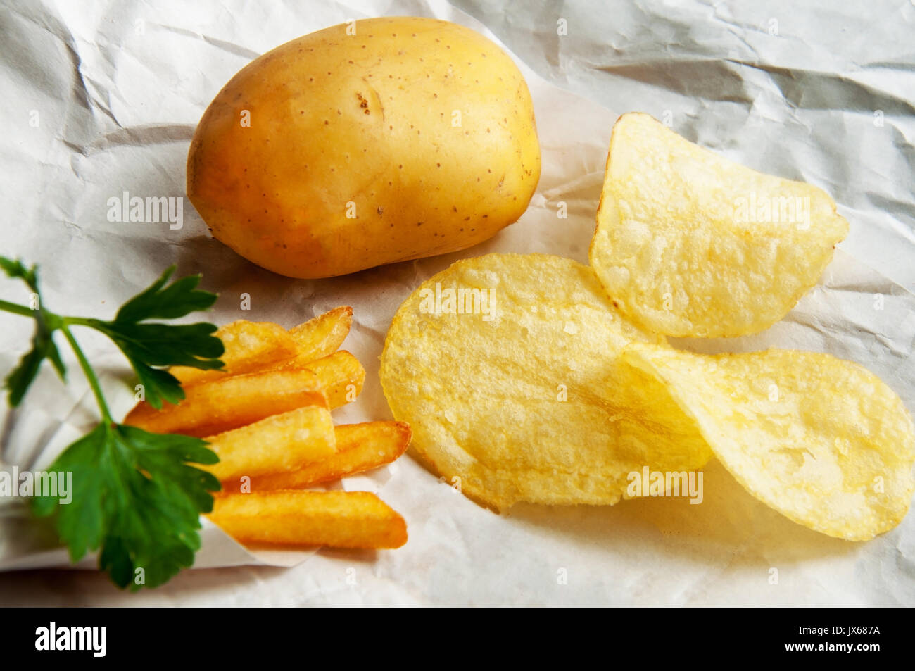 French fries Potatoes, chips, whole potatoes. Fast food Stock Photo Alamy