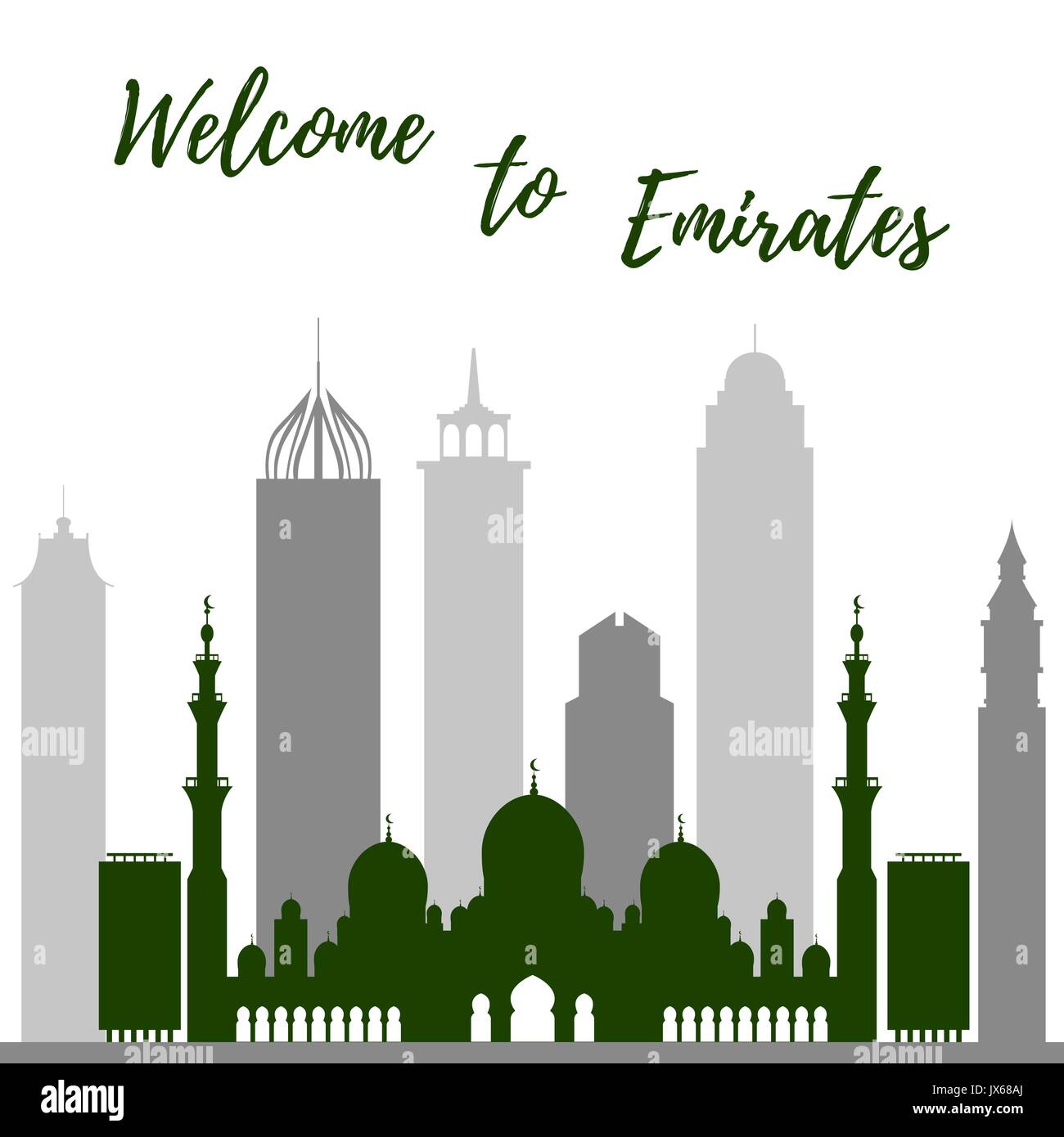 Vector illustration of United Arab Emirates skyscrapers silhouette