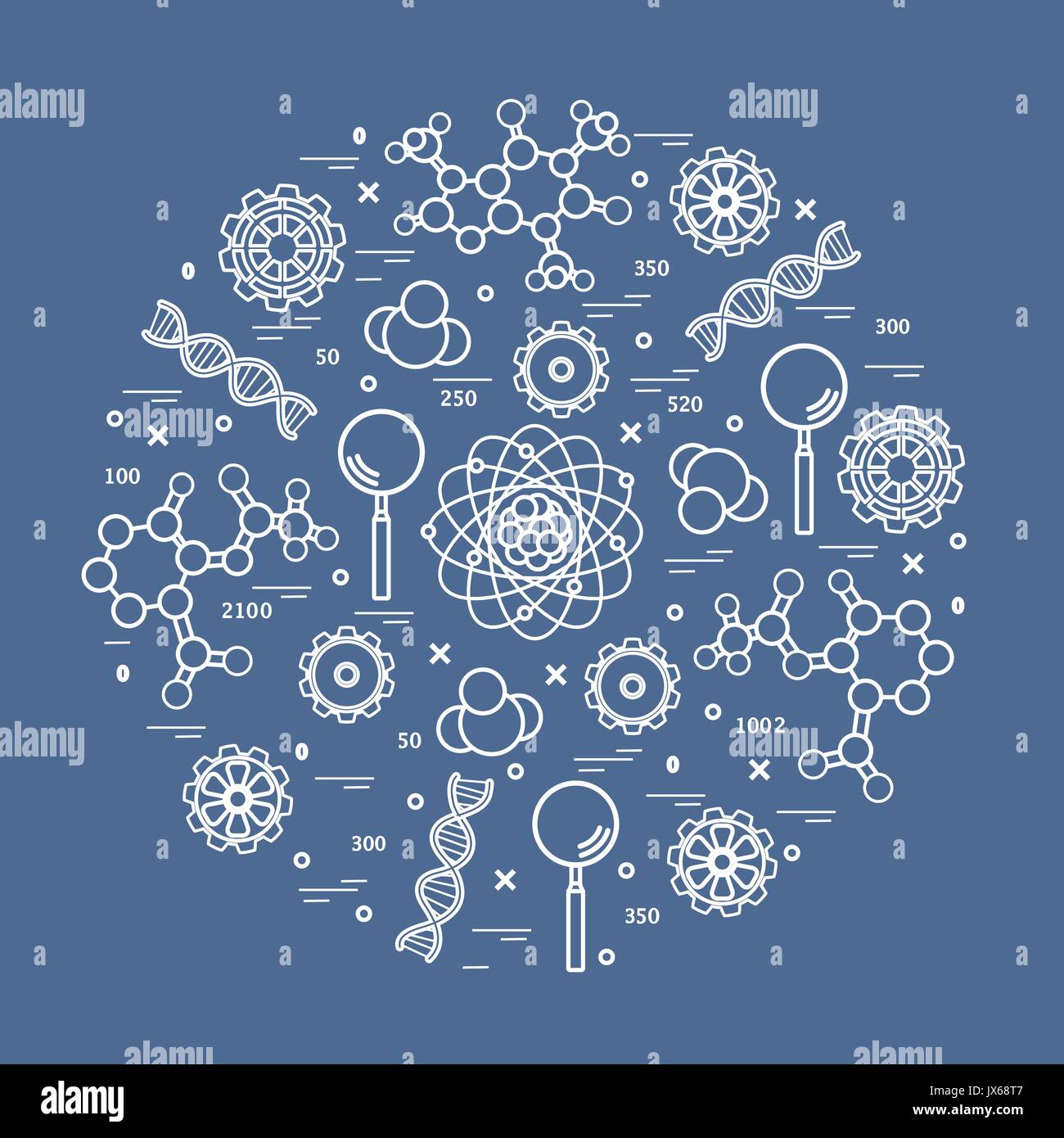 Stylized vector icon of variety scientific, education elements. Design ...