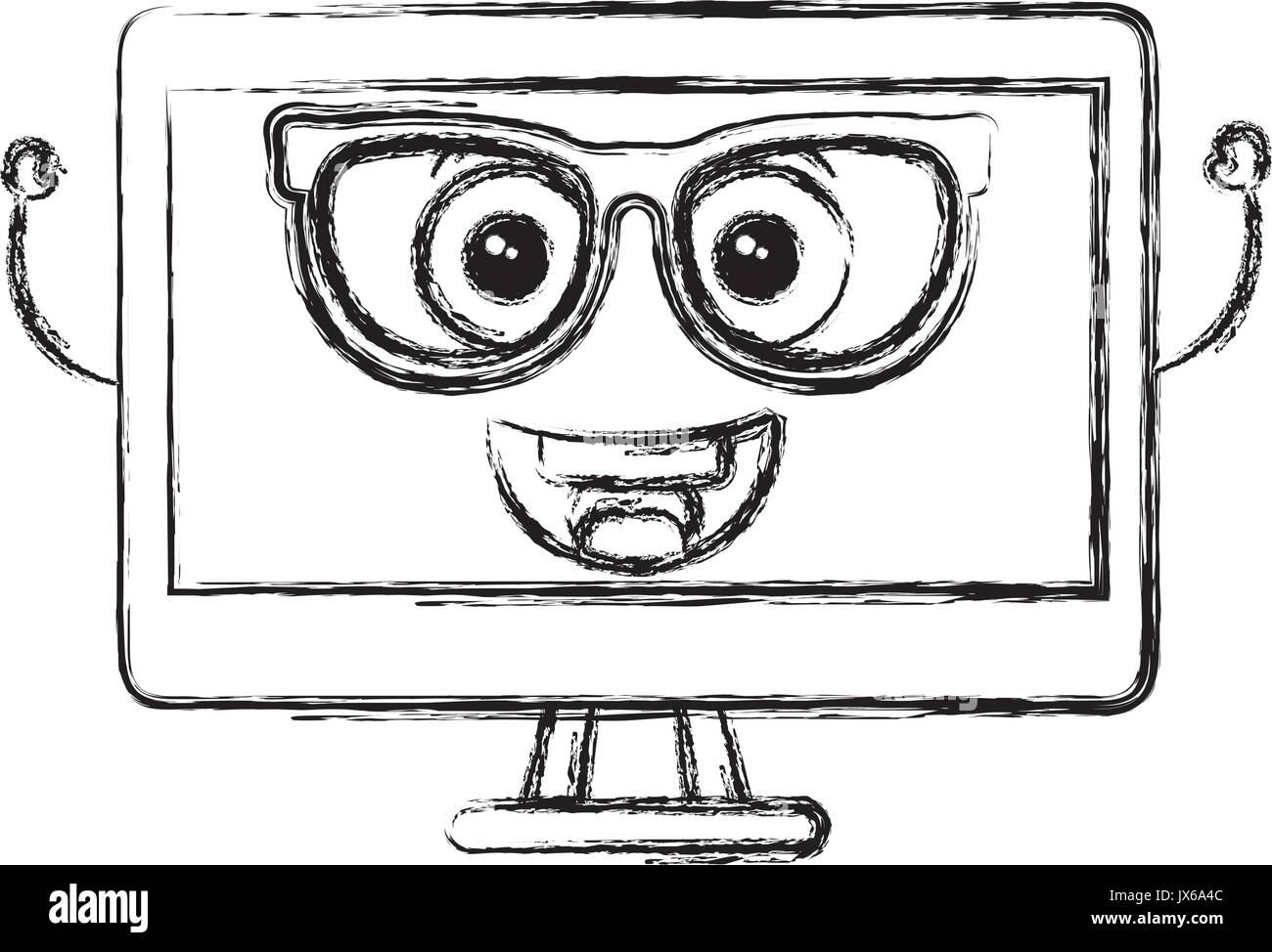 computer display with glasses kawaii character vector illustration ...