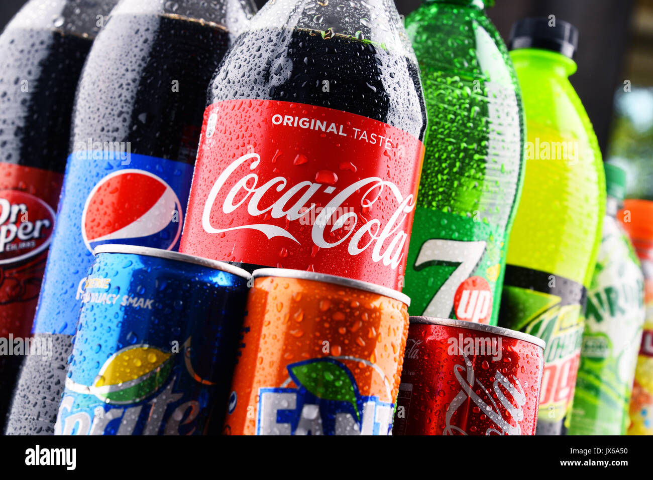 POZNAN, POLAND MAY 19, 2017 Global soft drink market is dominated by brands of few