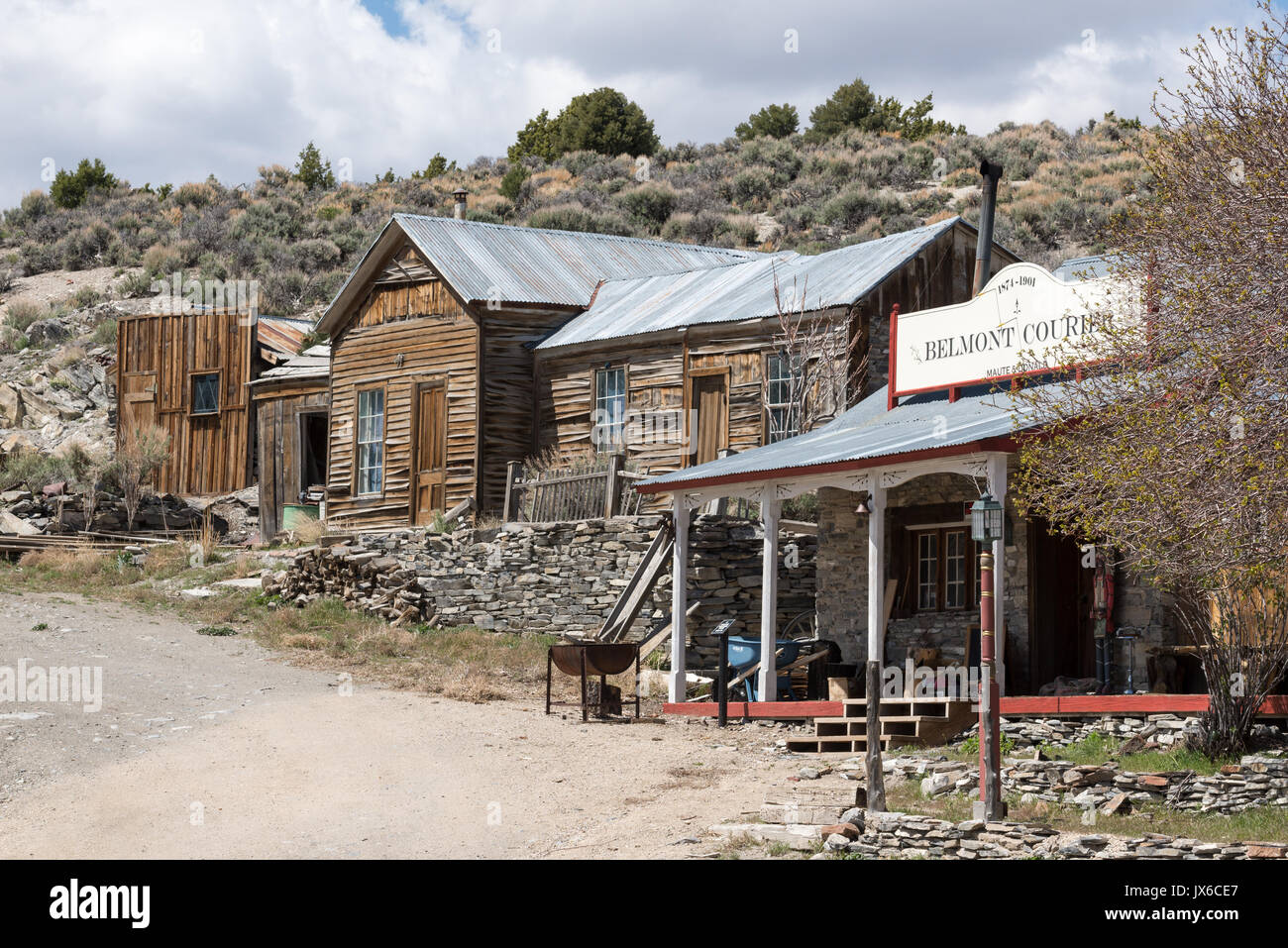 Old houses in the historic mining town of Belmont, Nevada Stock Photo