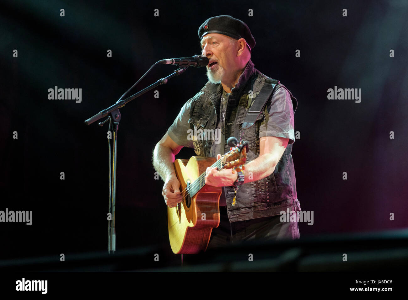 Richard Thompson performing at Cropredy Festival, Banbury, Oxfordshire, England, August 11, 2017 Stock Photo