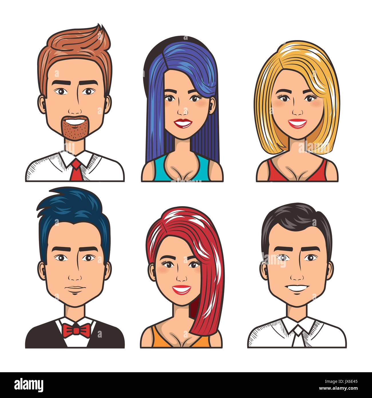 set of people happy men and women portrait design Stock Vector Image ...