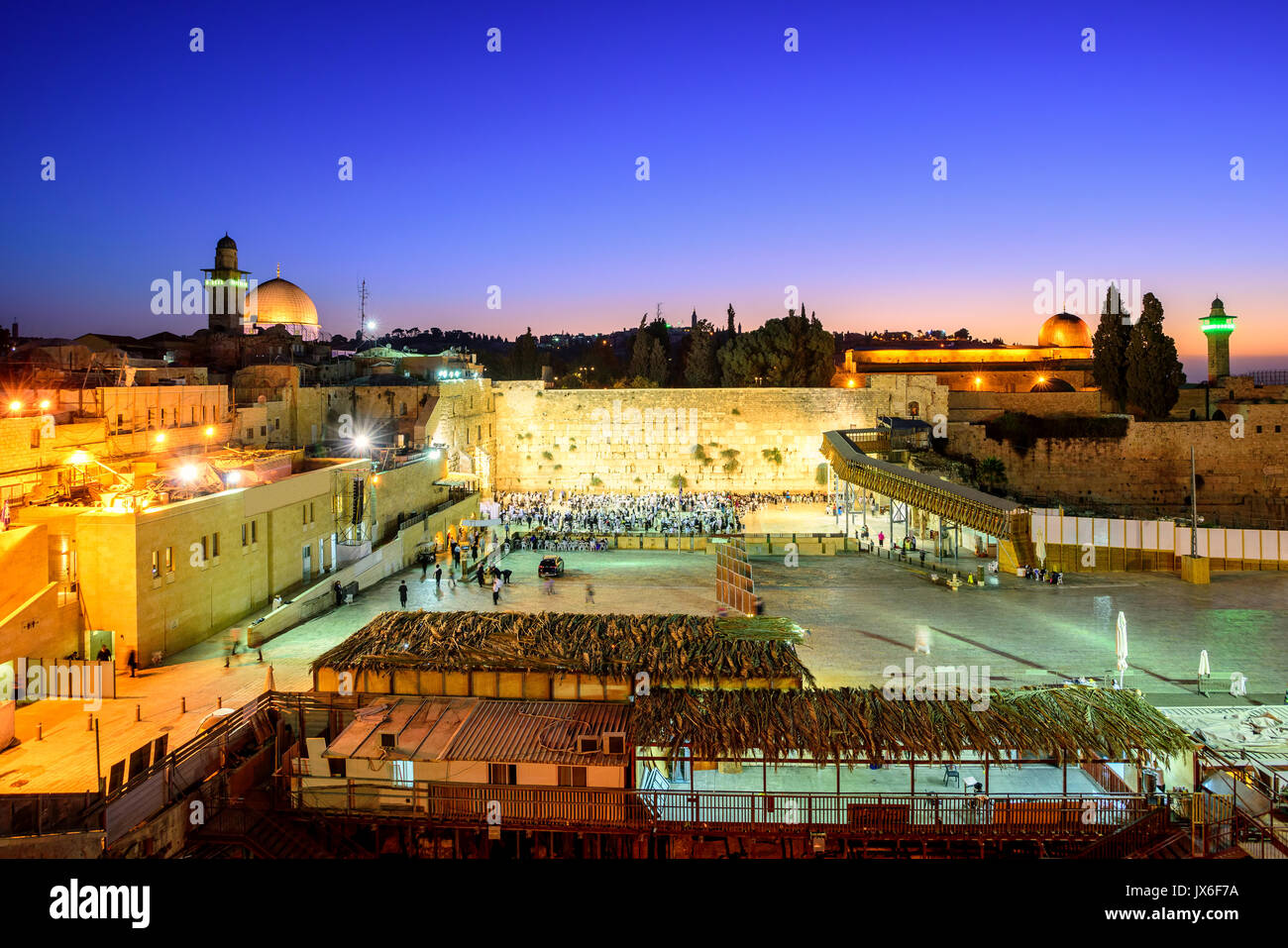 The Western Wall and Temple Mount with Golden Dome of the Rock and al ...