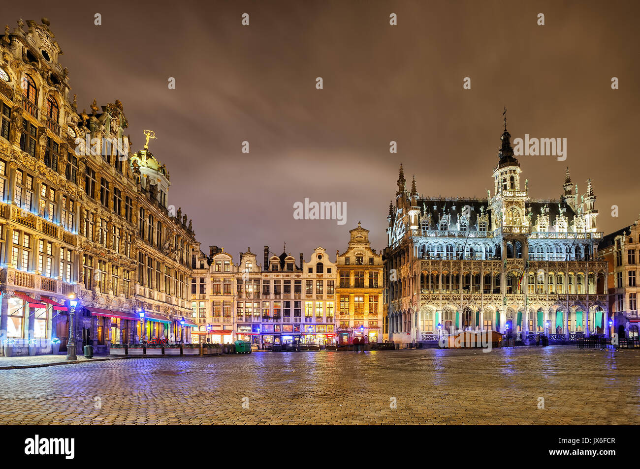 The Grand Place or Grote Markt with the Breadhouse is the central square of Brussels, Belgium, and UNESCO World Heritage Site Stock Photo