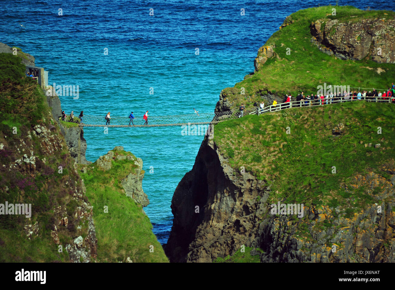 CarrickaRede Rope Bridge, Portnareevy, Northern Ireland Stock Photo