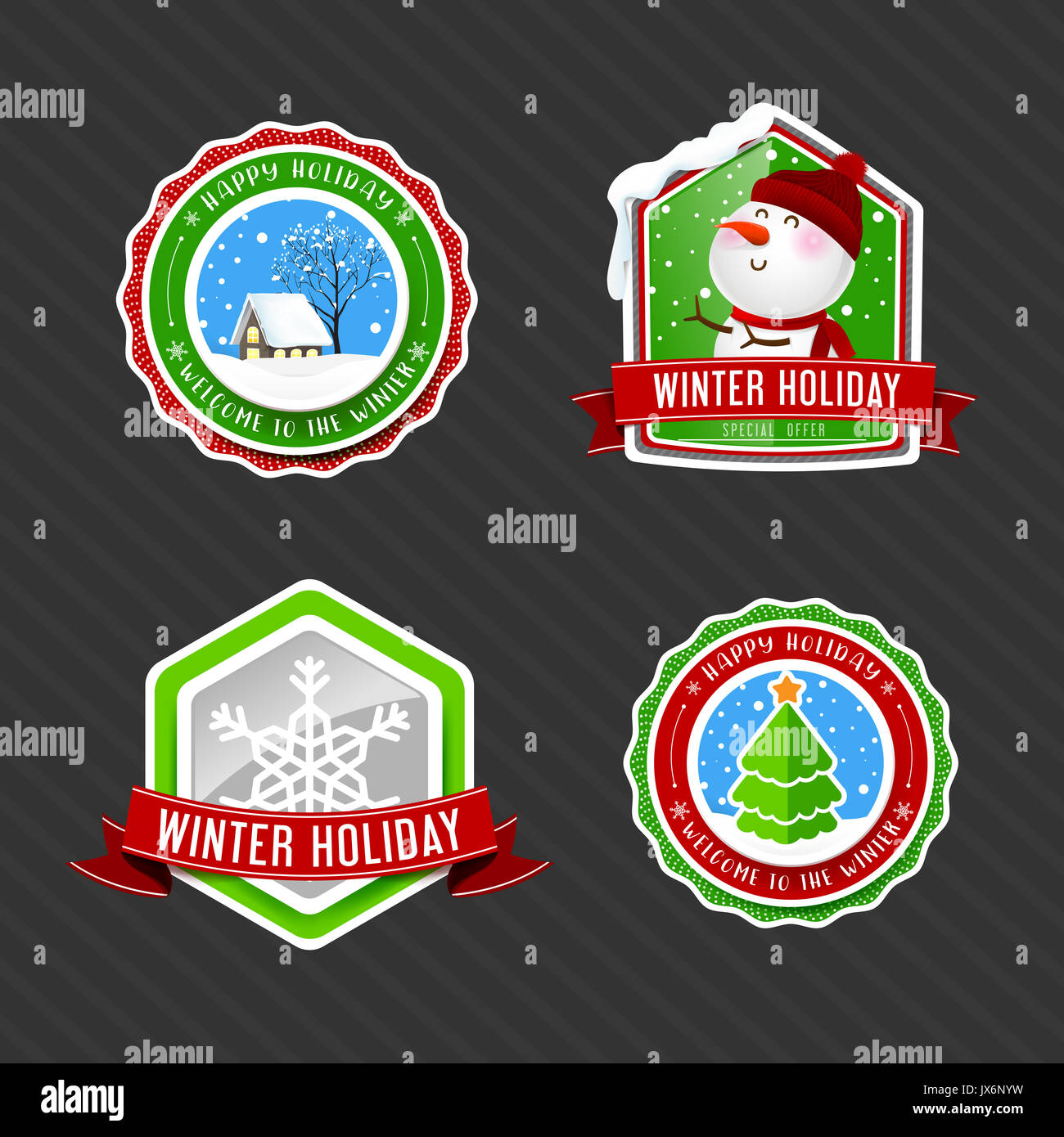 Winter Rustic Labels Collection of vintage winter holiday tag label with snow house pine ...