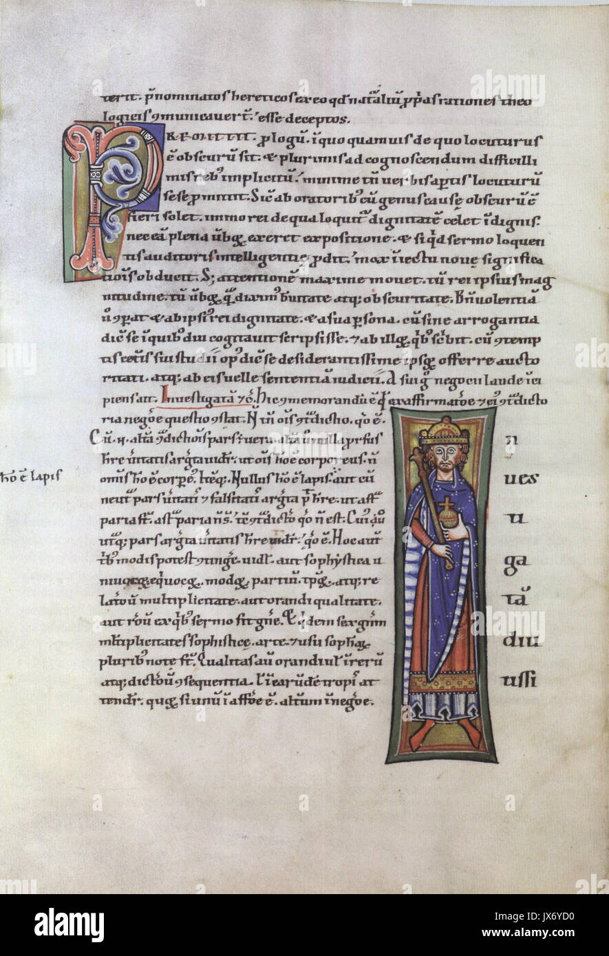 Herrscherminiatur einer Handschrift aus dem 12  Jahrhundert Stock Photo