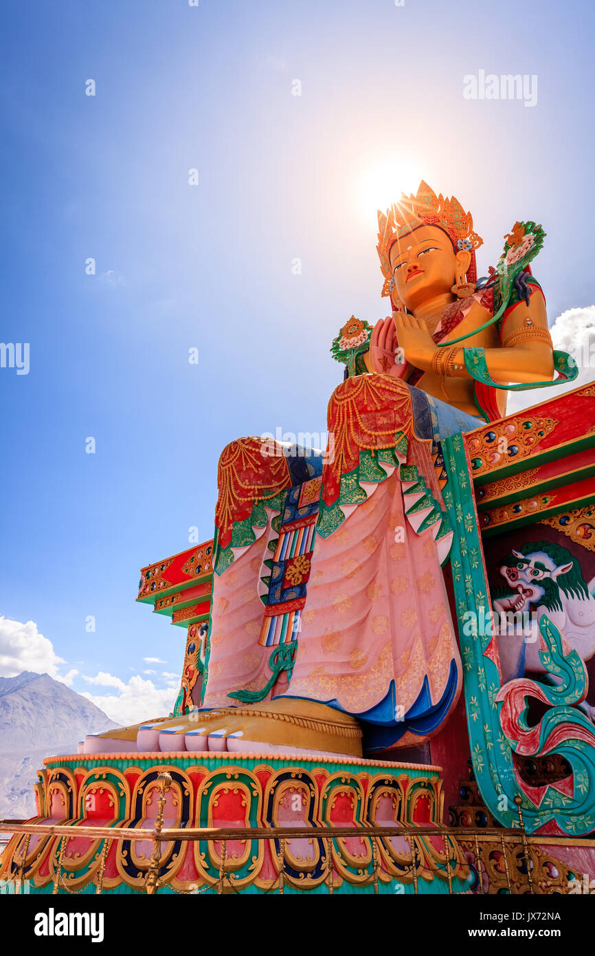 Maitreya Buddha statue near Diskit Monastery in Ladakh, Kashmir, India Stock Photo
