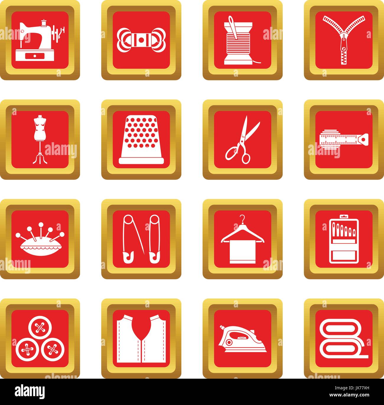 Sewing icons set red Stock Vector Image & Art - Alamy