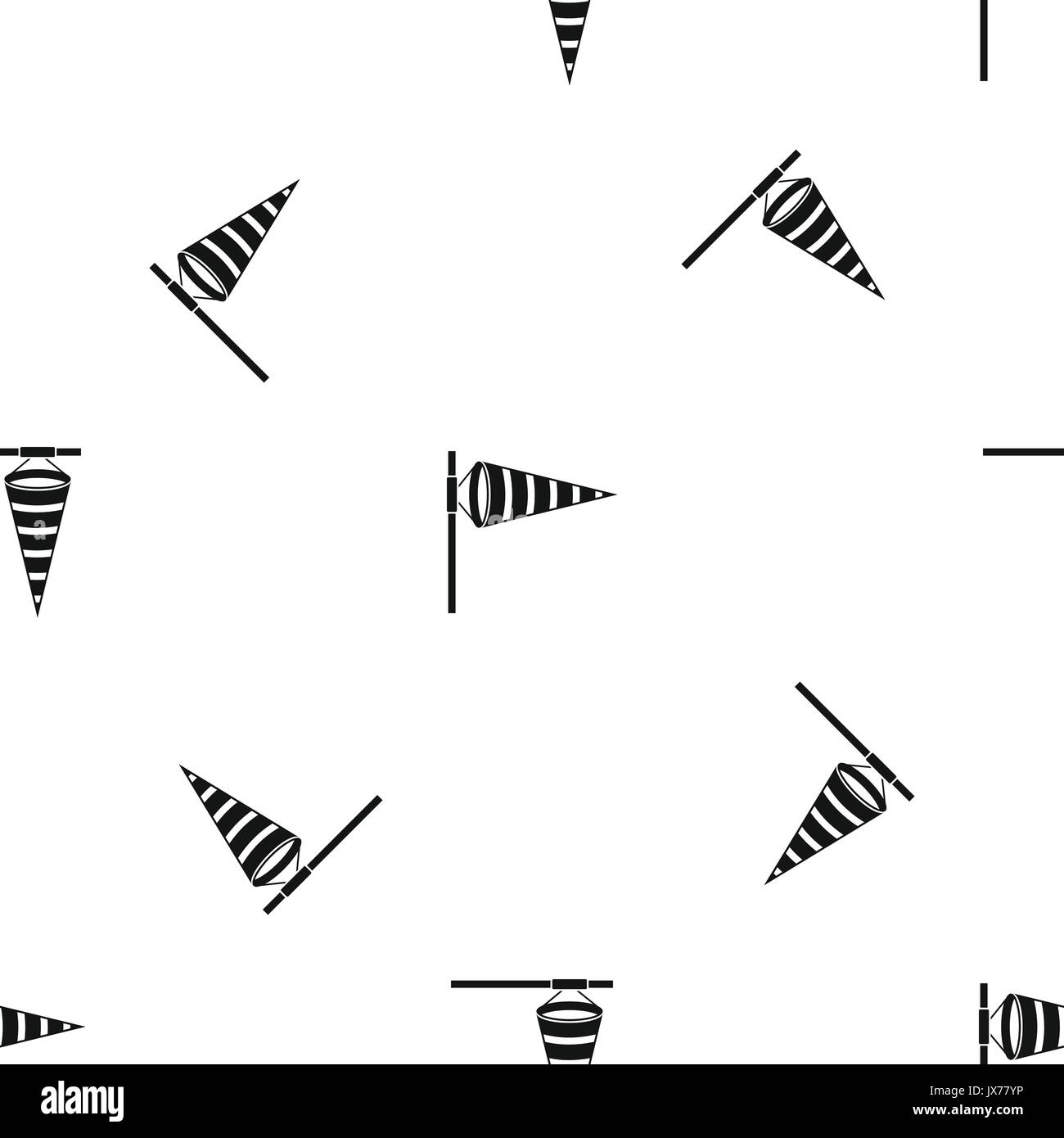 Meteorology windsock inflated by wind pattern seamless black Stock Vector