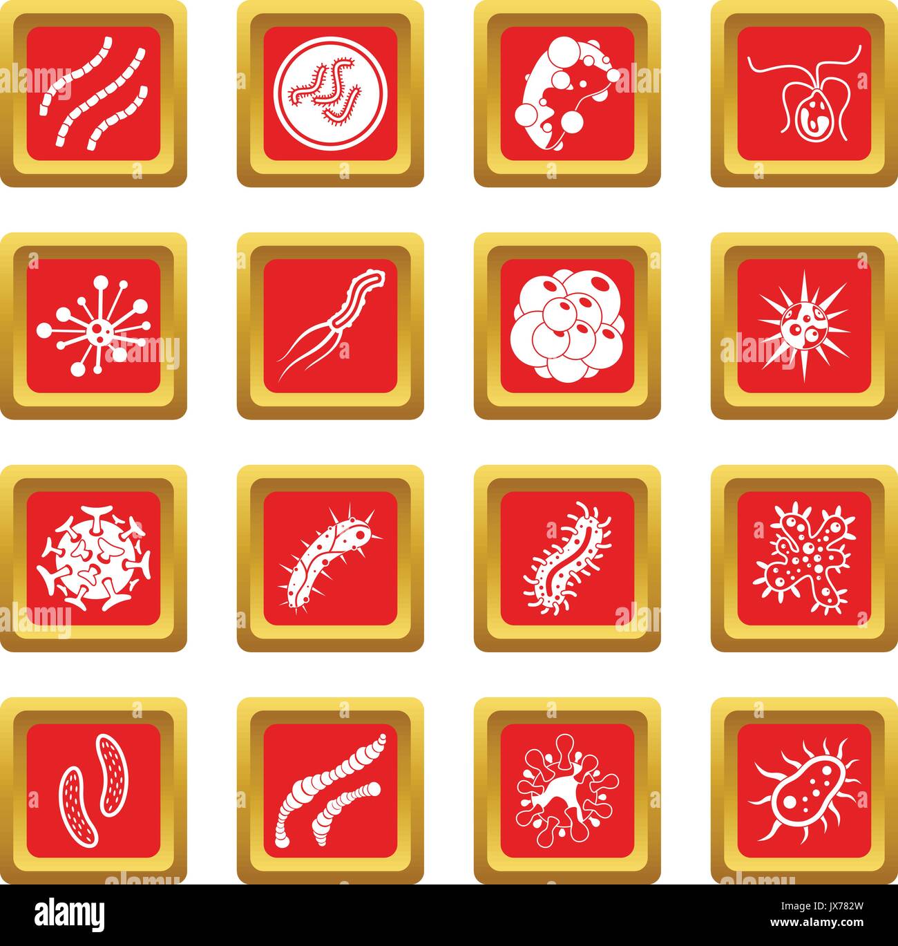 Virus bacteria icons set red Stock Vector Image & Art - Alamy