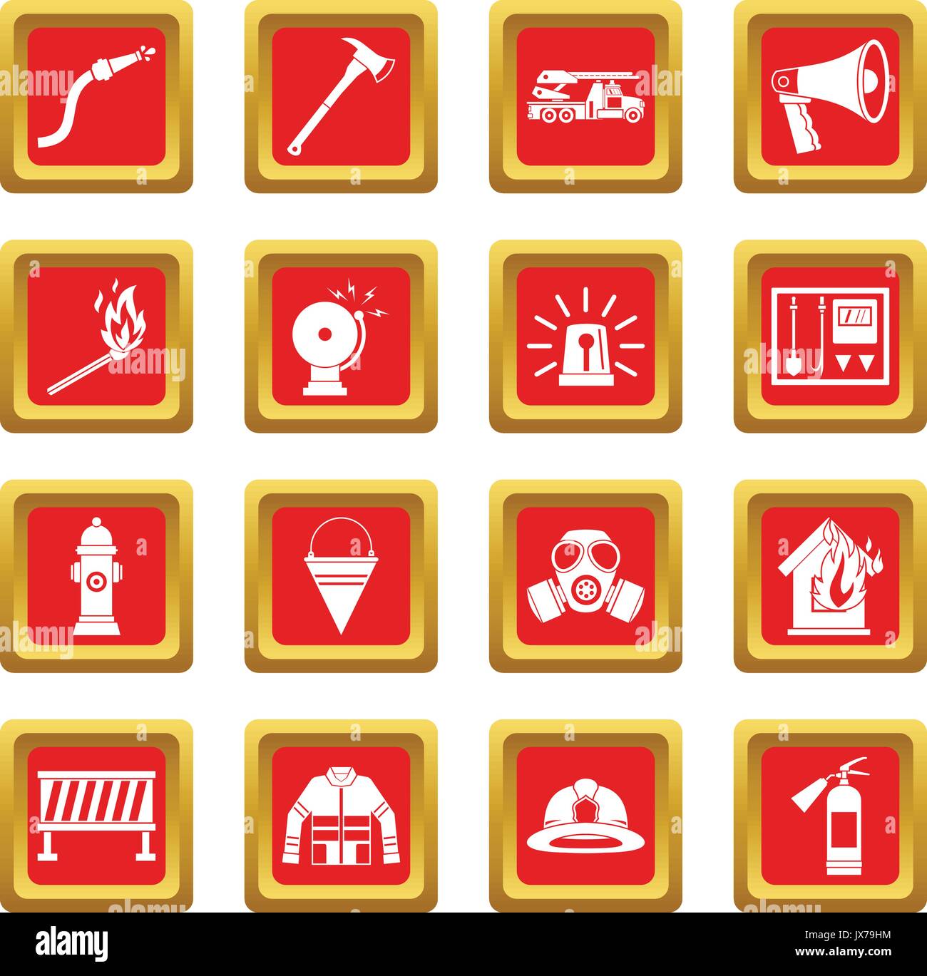 Fireman tools icons set red Stock Vector Image & Art - Alamy