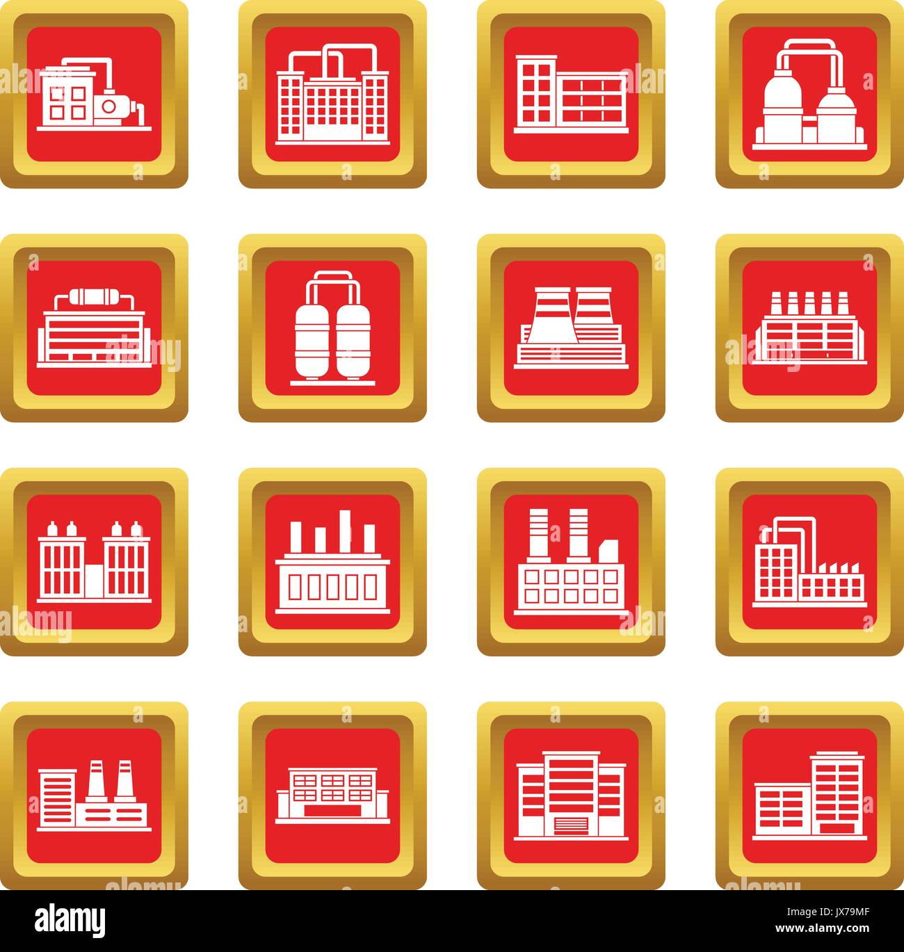 Industrial building icons set red Stock Vector Image & Art - Alamy