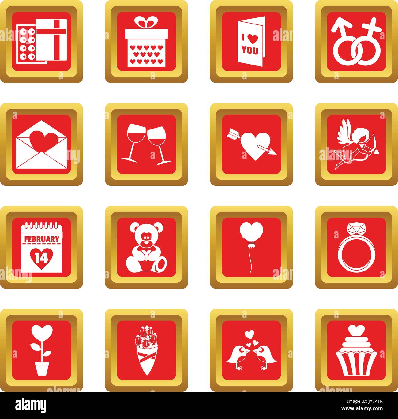 Saint Valentine icons set red Stock Vector Image & Art - Alamy