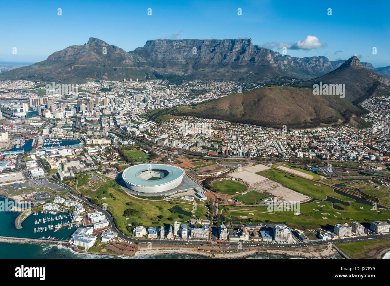 Aerial view of Cape Town Harbor in South Africa Stock Photo