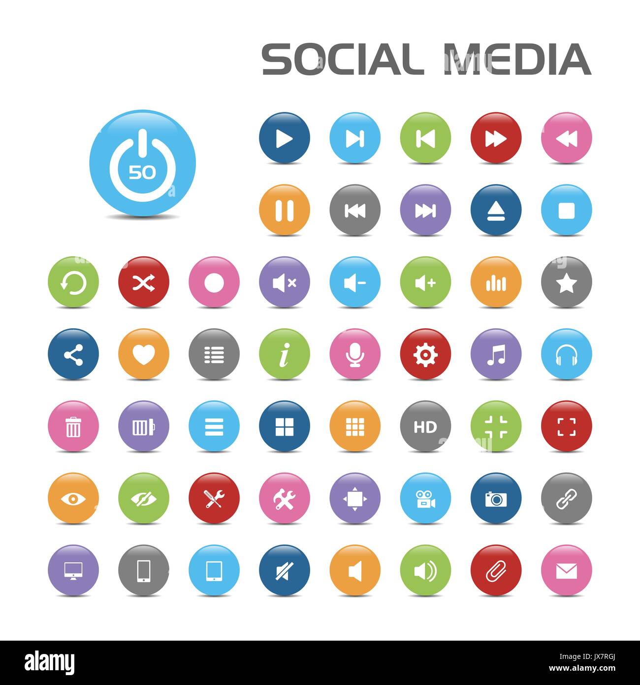 50 Social media bubble icons on white background Stock Vector Image ...
