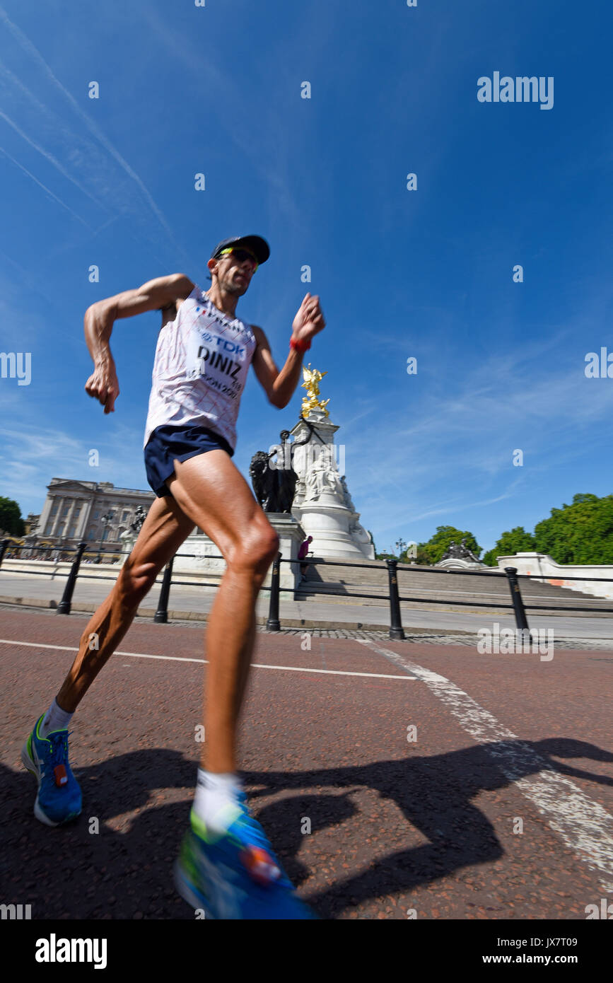 Yohann Diniz of France competing in the IAAF World Athletics Championships 50k walk in The Mall, London. Won gold Stock Photo