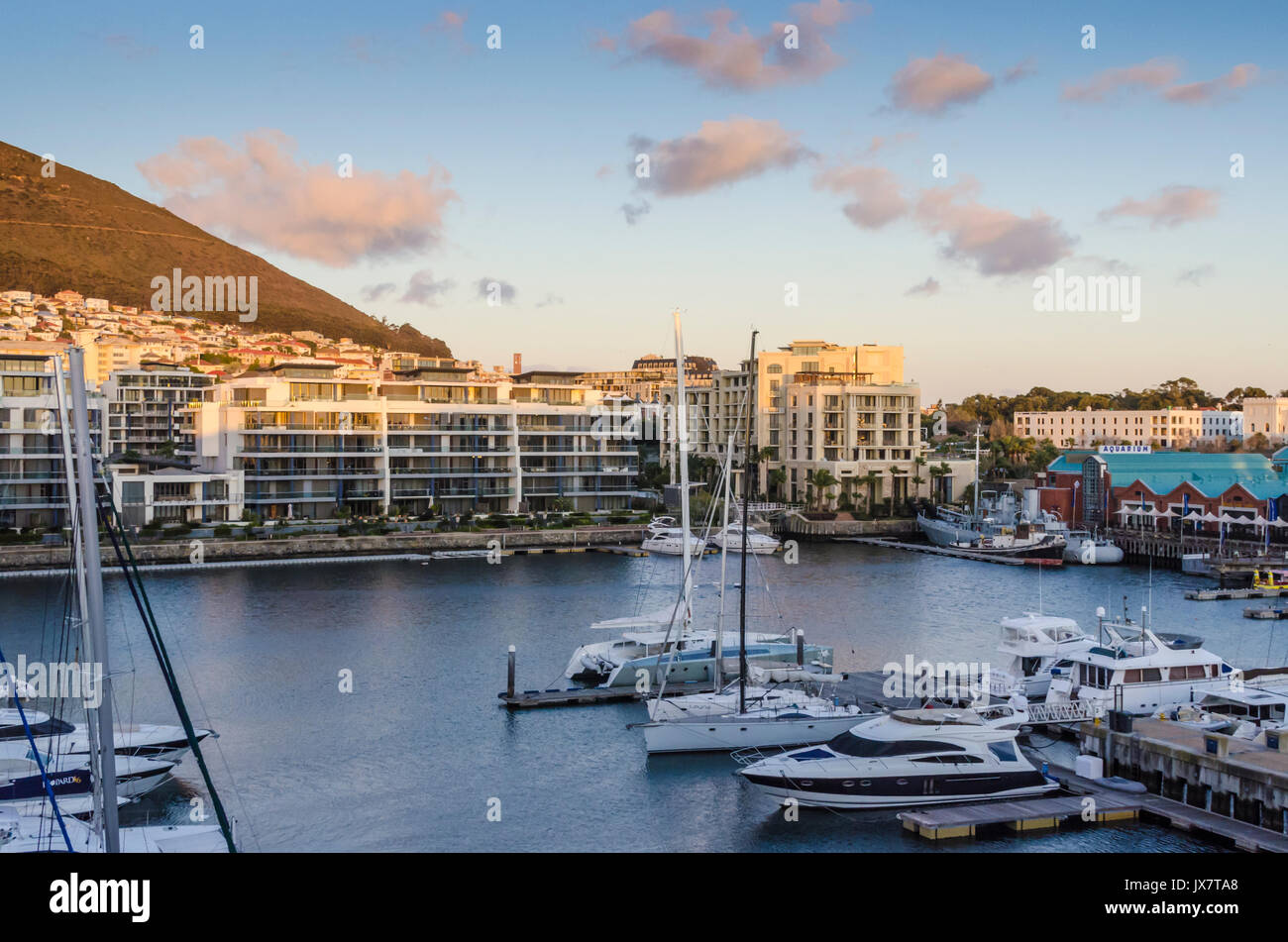 Sunrise on Cape Town Harbor, South Africa Stock Photo