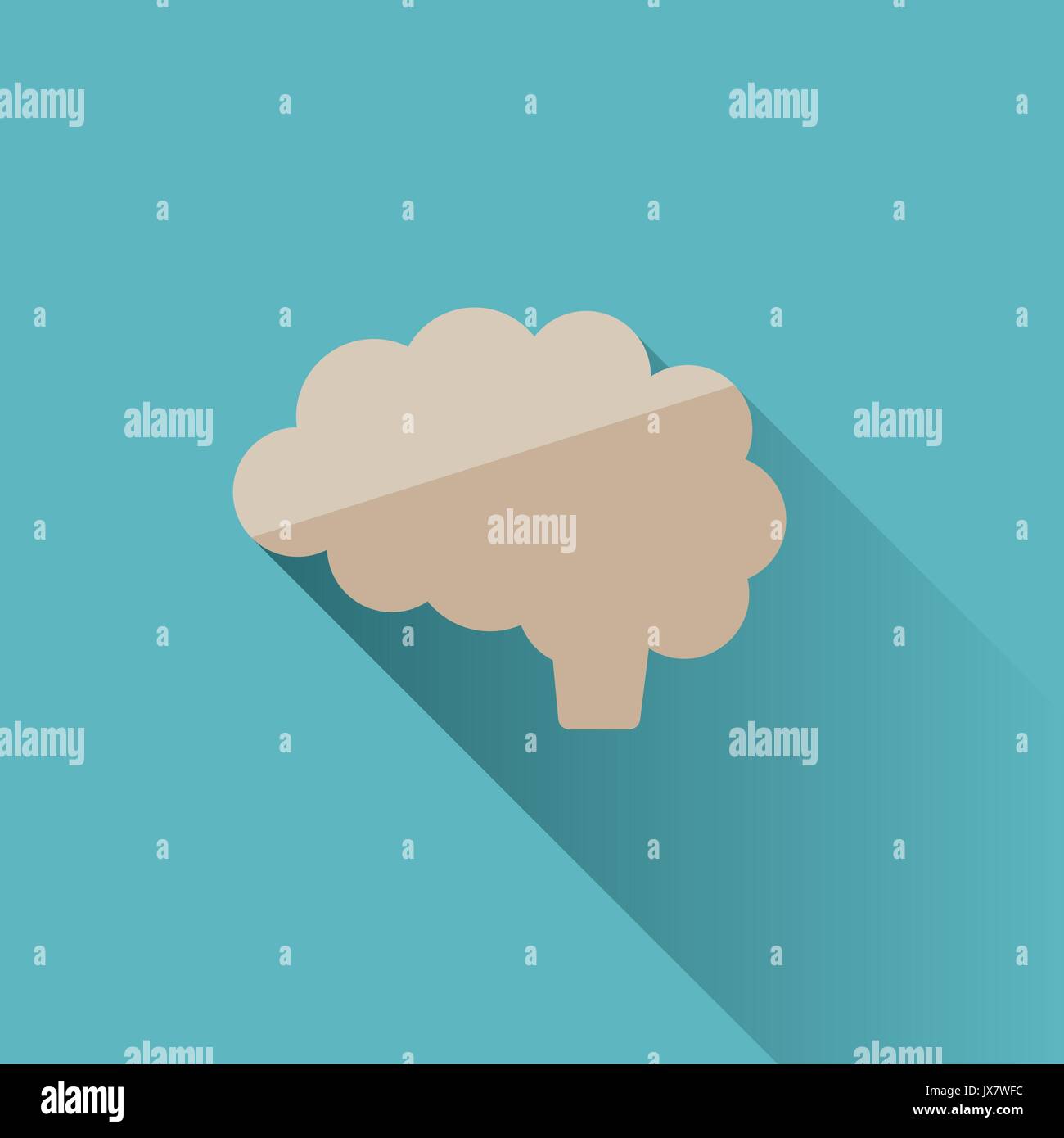 Brain icon with shade on blue background Stock Vector