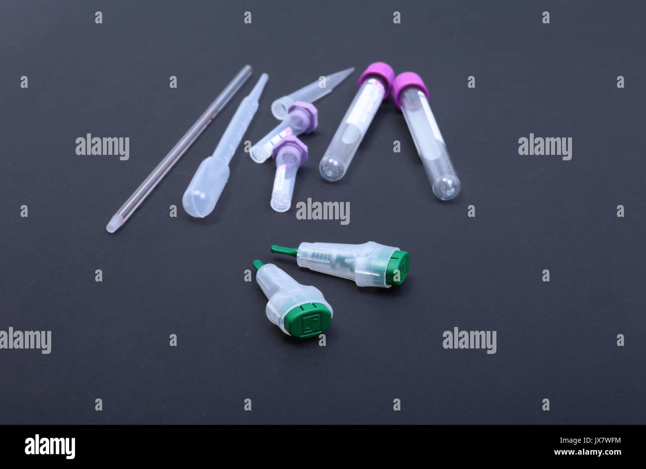 set of laboratory supplies. Petri dish, Spectrophotometer quvettes