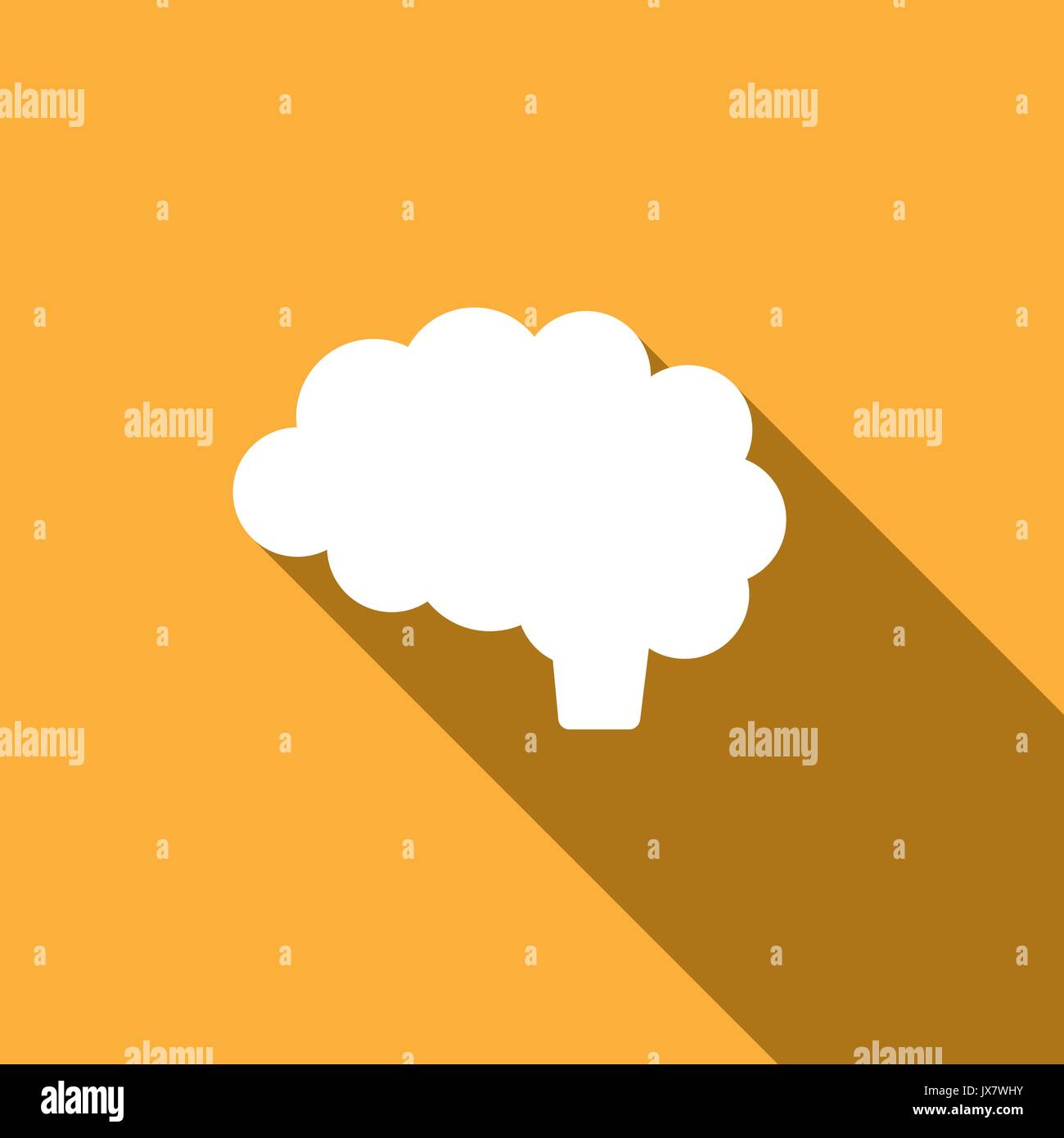 Brain icon with shade on blue background Stock Vector