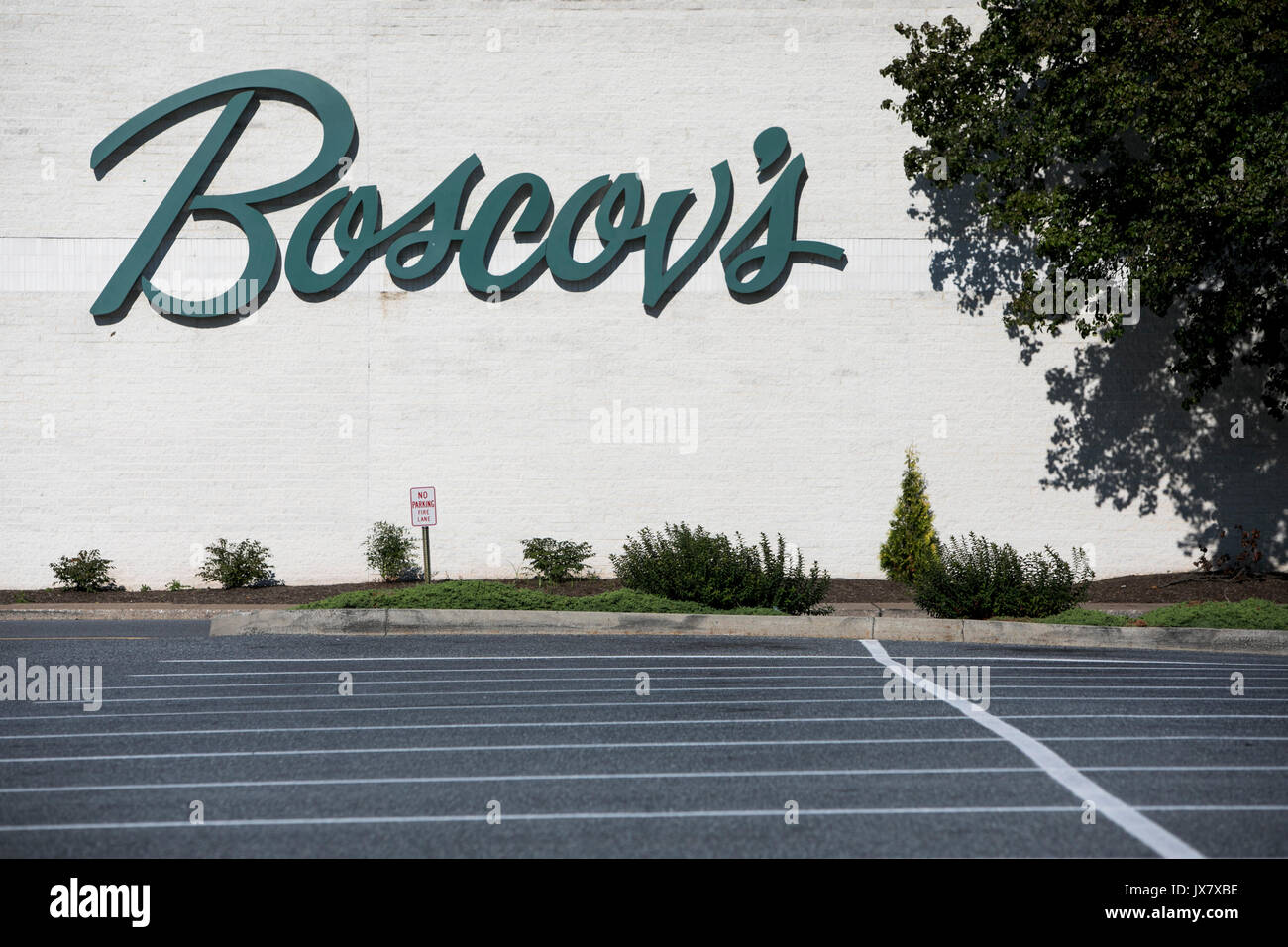 A logo sign outside of a Boscov's retail store in Camp Hill