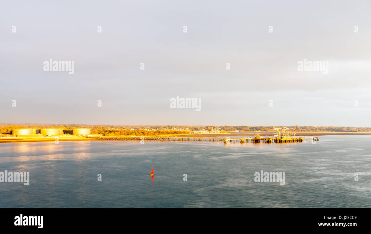 Hamble fuel terminal on Southampton Water in southern England. The