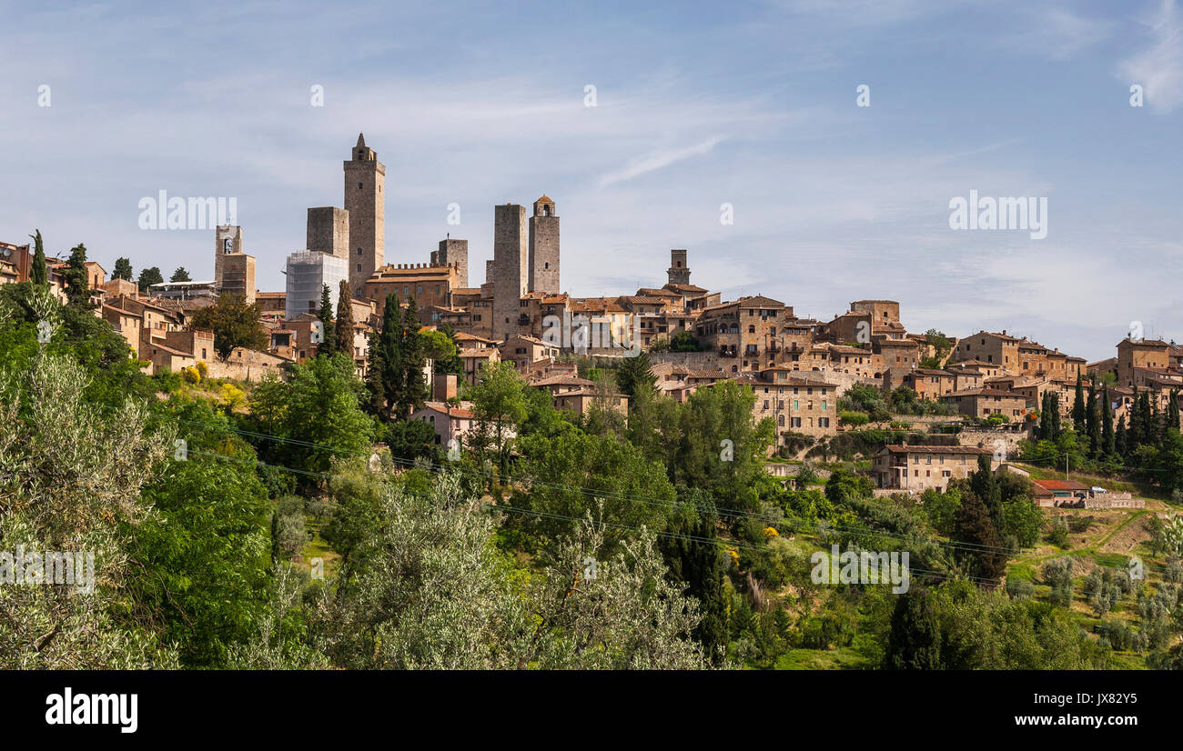 View of San Gimignano towers, Italy Stock Photo