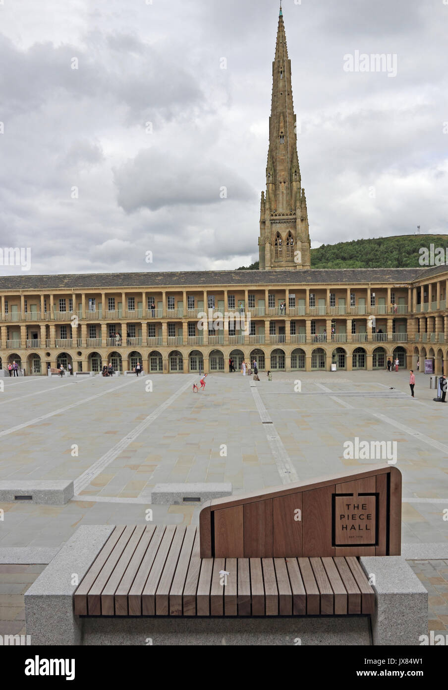 A corner of the newly renovated Piece Hall, Halifax, West Yorkshire Stock Photo