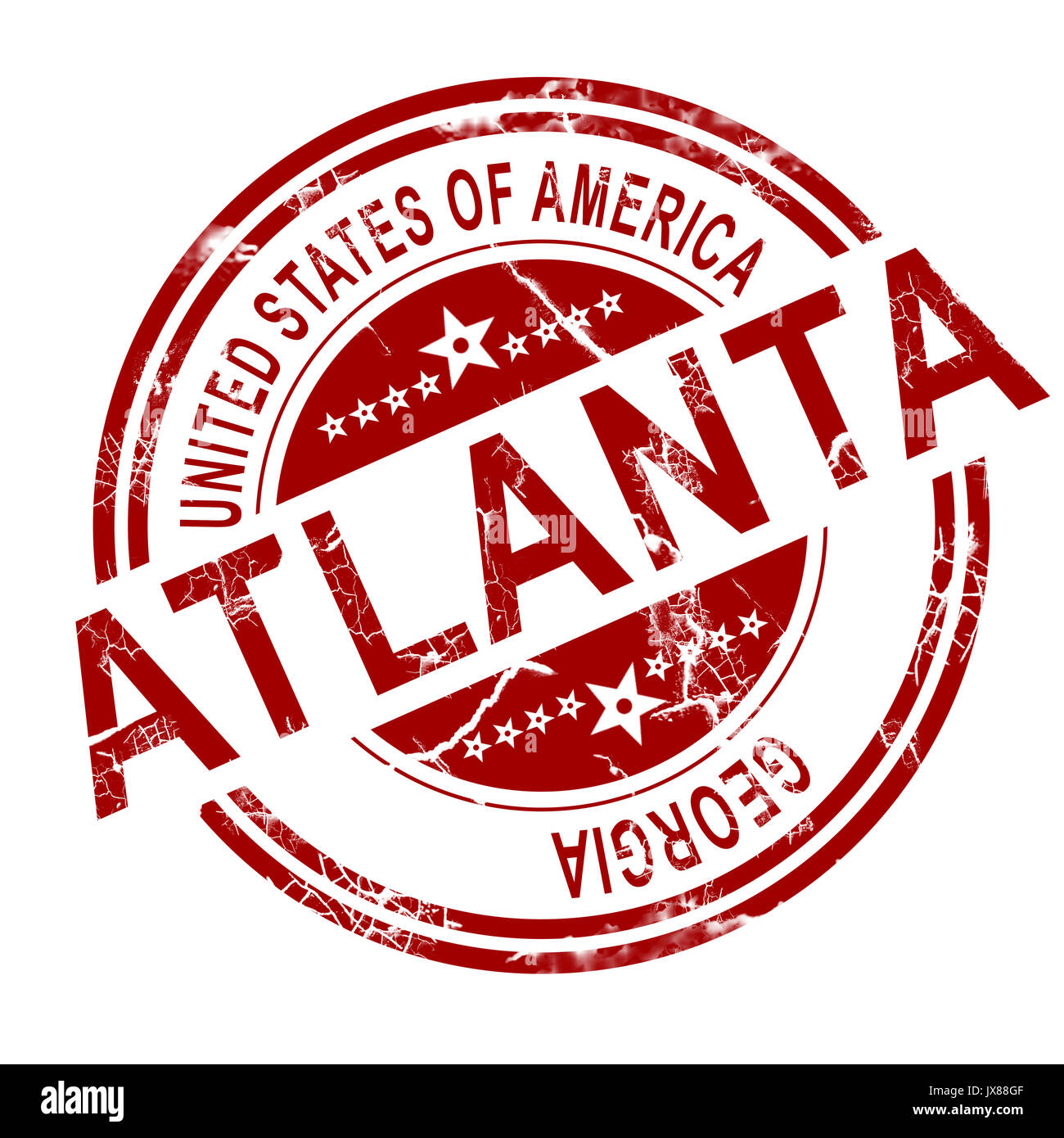 Red Atlanta stamp with white background, 3D rendering Stock Photo