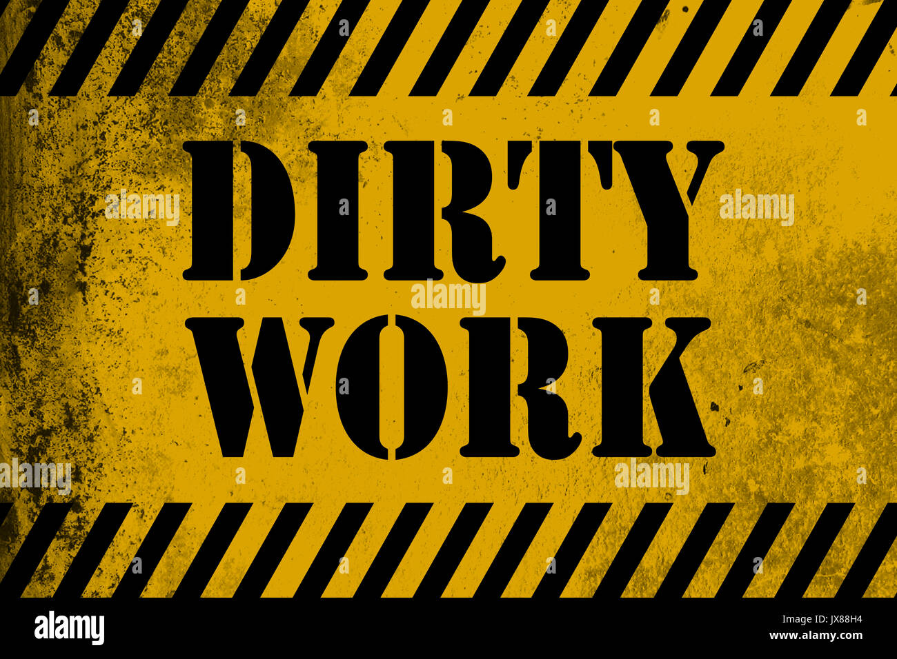 DIrty work sign yellow with stripes, 3D rendering Stock Photo