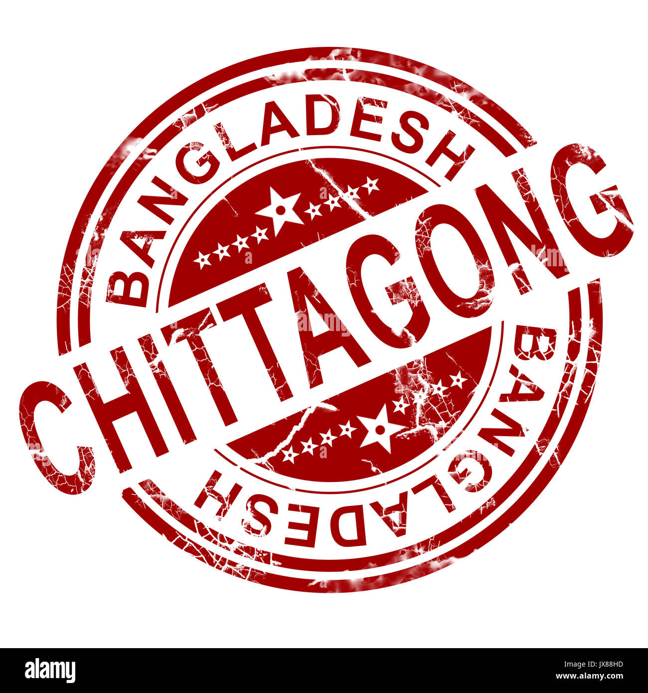 Red Chittagong stamp with white background, 3D rendering Stock Photo