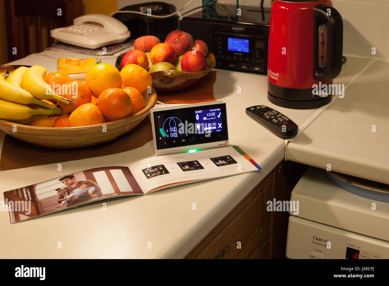 A new consumer Smart Meter provided by British gas,  part of a government led national upgrade scheme to improve energy efficiency in Great Britain. Stock Photo