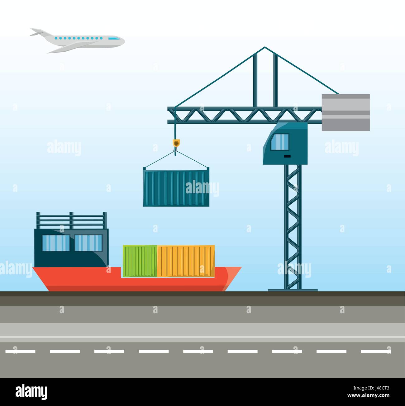 cargo ship with container and crane Stock Vector Image & Art - Alamy