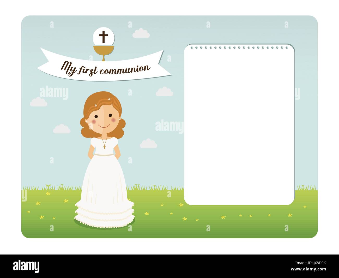 My first communion invitation with notes space Stock Vector