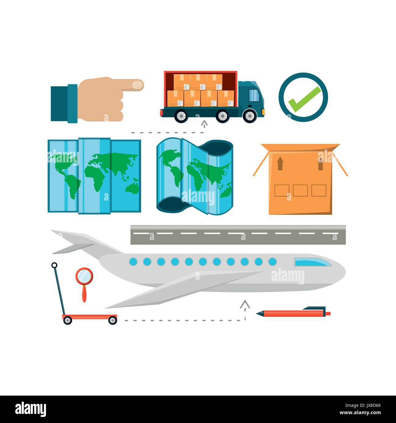 flat set icon logistic shipping Stock Vector Image & Art - Alamy
