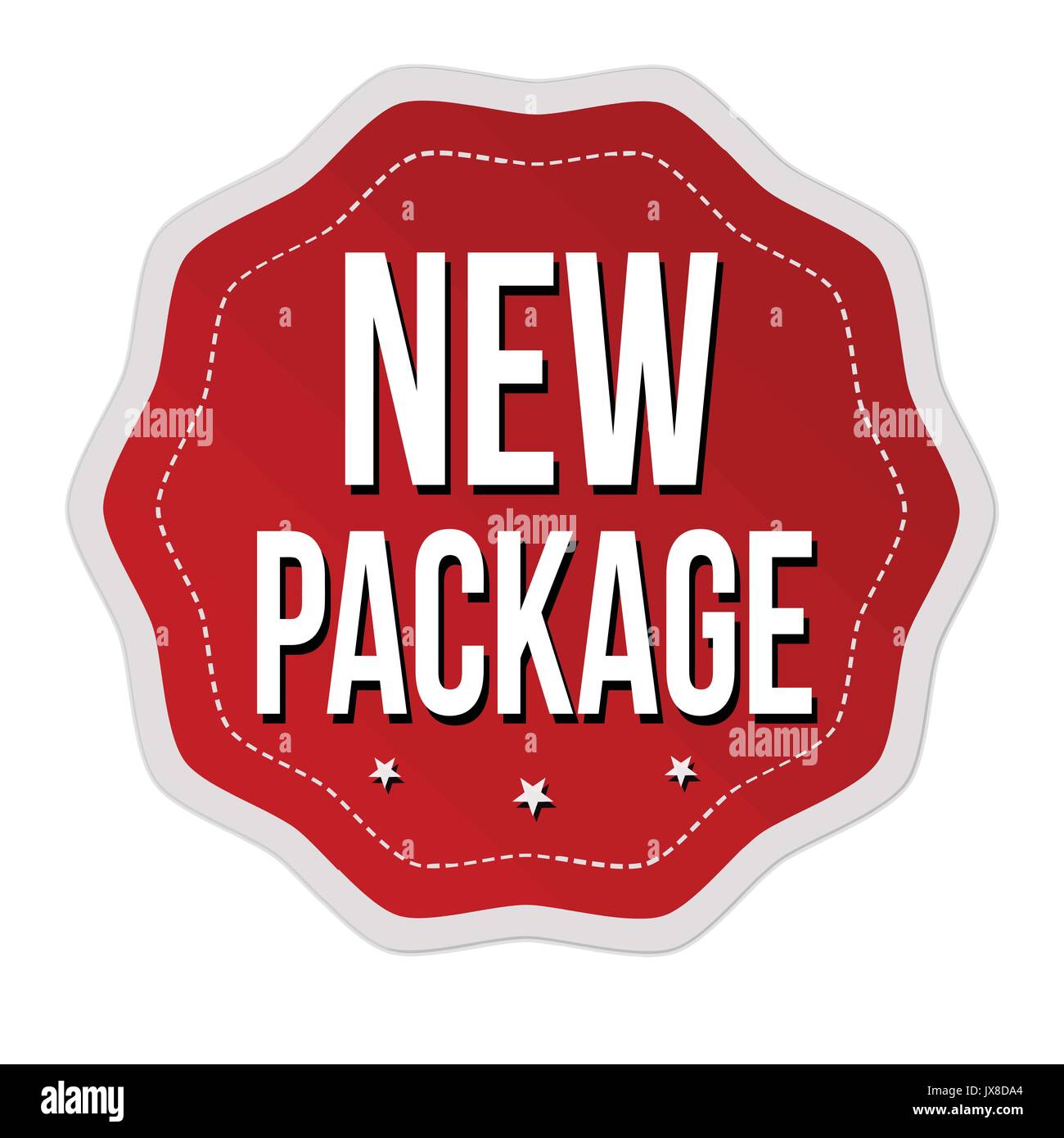 New package sticker or label on white background, vector illustration Stock Vector
