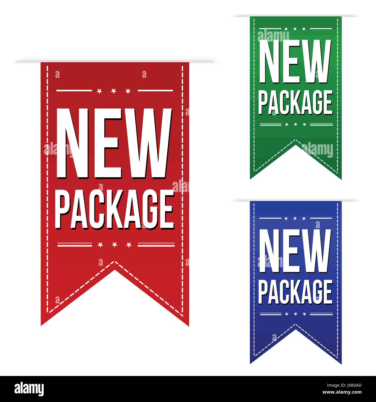 New package banner design set over a white background, vector illustration Stock Vector