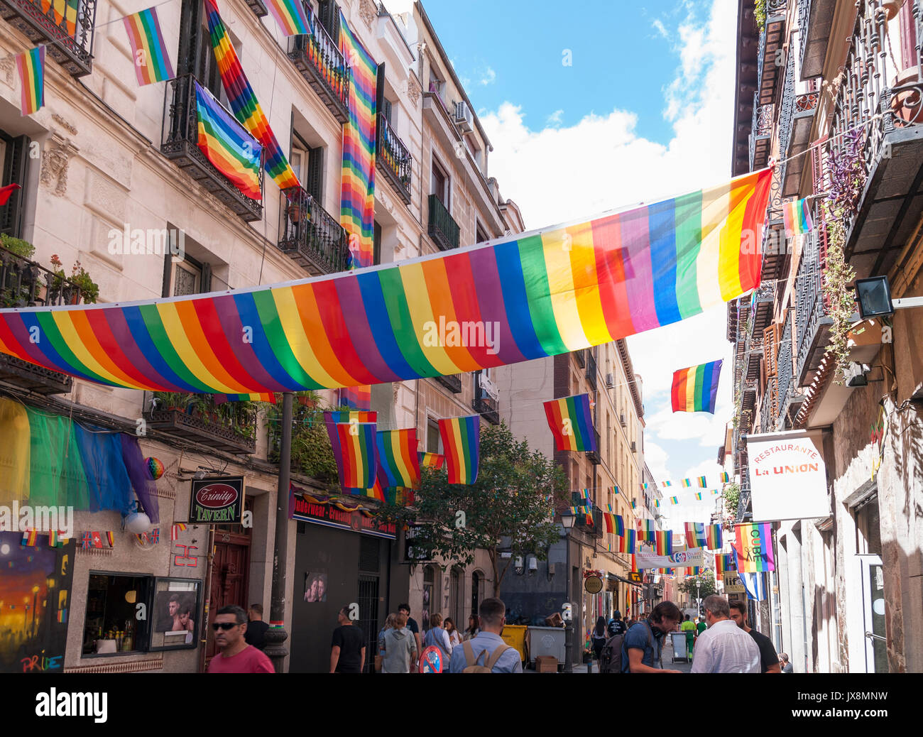 Fiestas del orgullo gay en el barrio de Chueca. Madrid. España Stock Photo