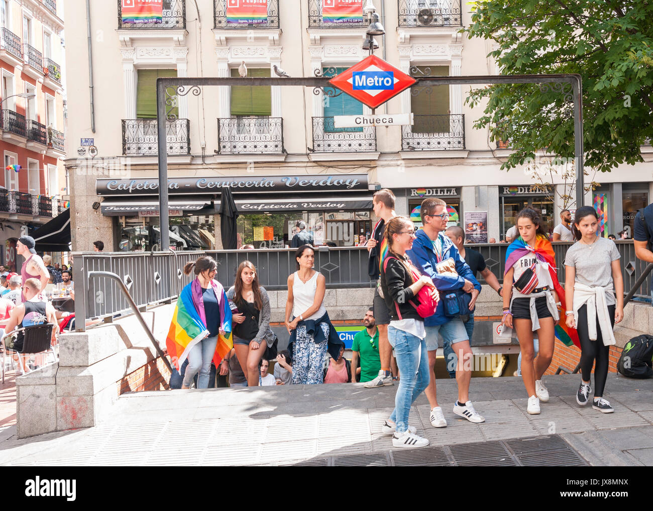 Metro Chueca en las fiestas del orgullo gay. Madrid. España Stock Photo