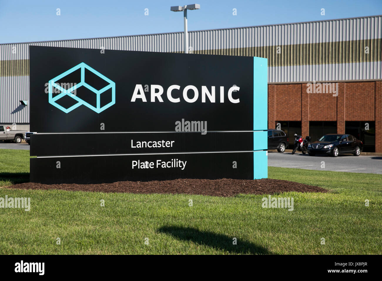 A logo sign outside of a facility occupied by Arconic in Lancaster