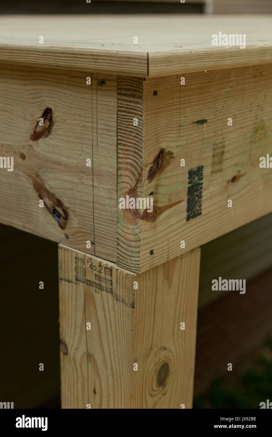Lumber framing on a new deck with metal support Stock Photo Alamy