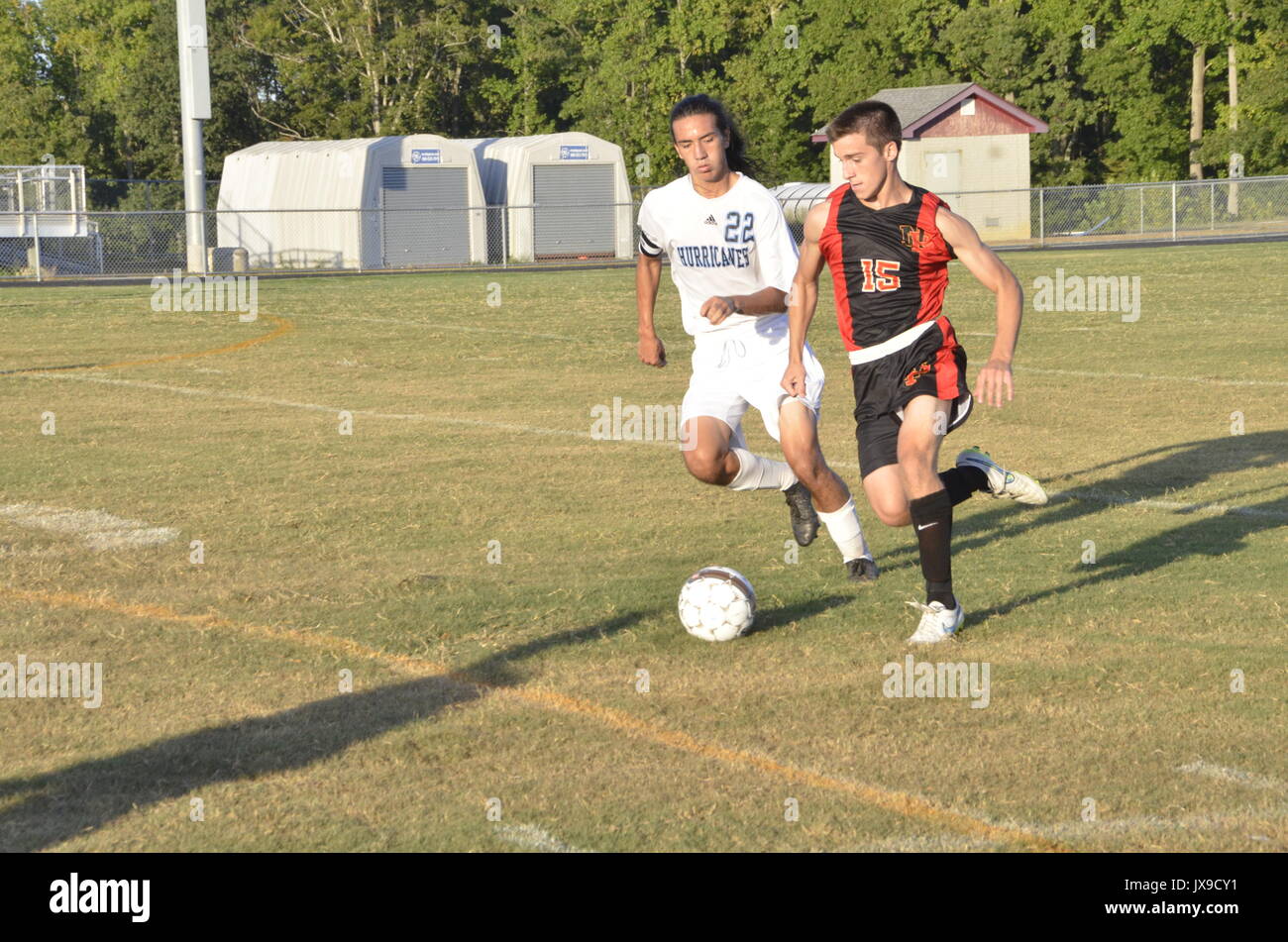 High school soccer game Stock Photo Alamy