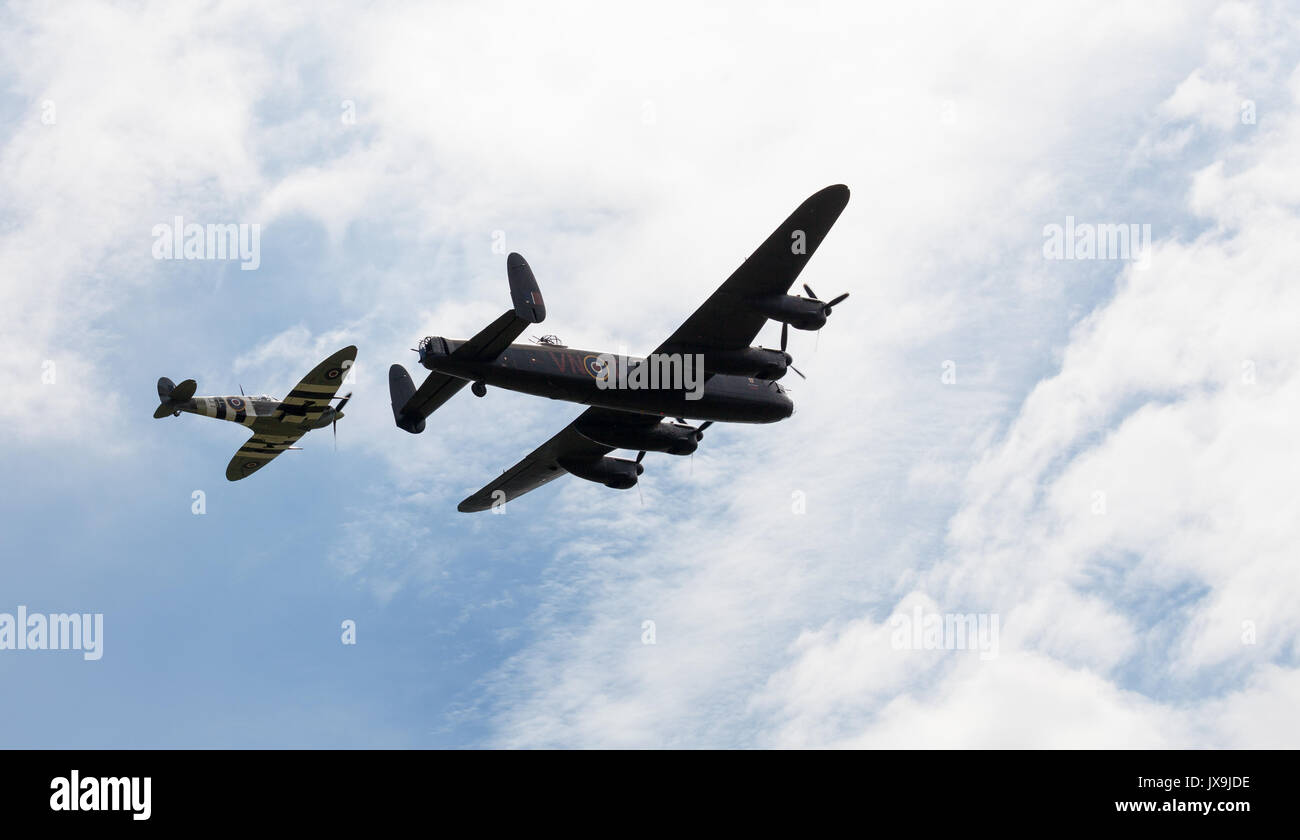 Lancaster bomber and Spitfire Stock Photo