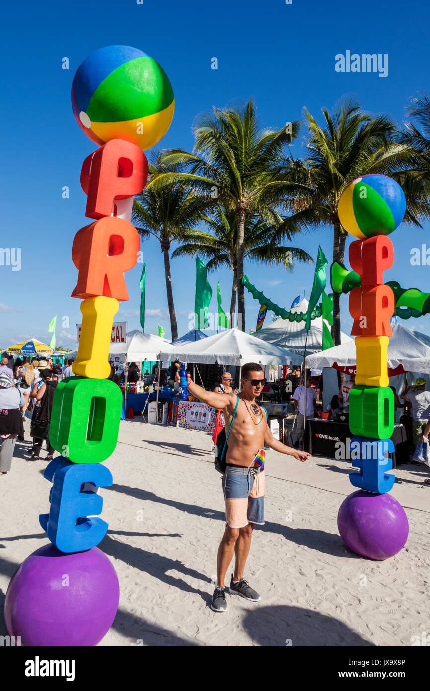 Miami Beach Florida,Lummus Park,Gay Pride Week,LGBTQ,LGBT,Miami Beach,Pride Festival,FL170430016 Stock Photo