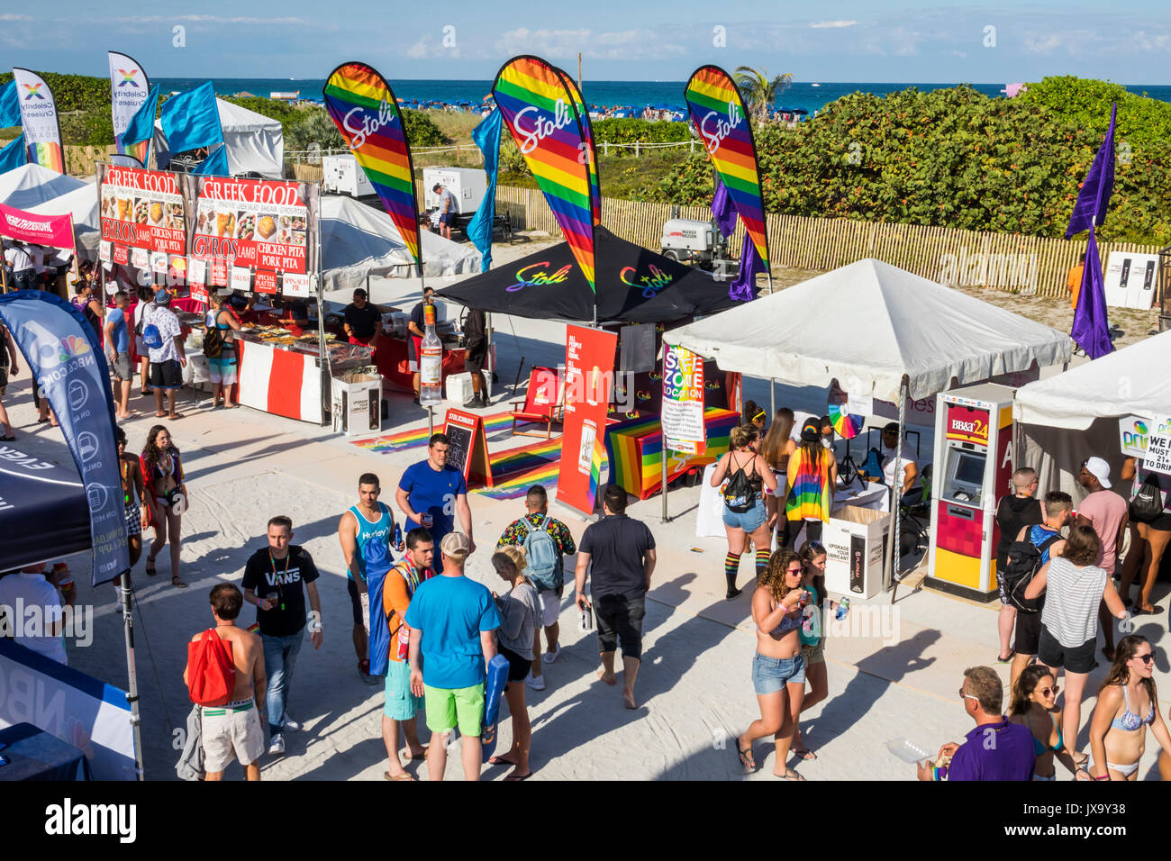 Miami Beach Florida,Lummus Park,Gay Pride Week,LGBTQ,LGBT,Miami Beach,Pride Festival,vendor vendors seller,stall stalls booth dealer merchants market Stock Photo