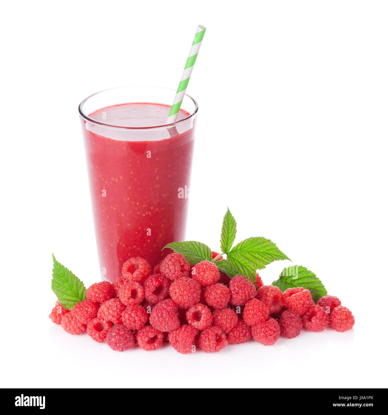 Red Raspberry Smoothie Raspberry smoothie and berries. Isolated on white background Stock ...