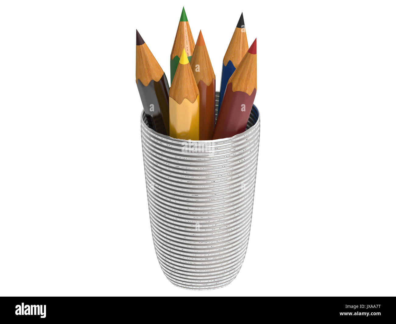 bunch of colored pencils isolated on white Stock Photo